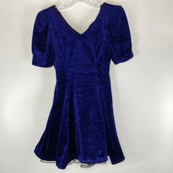 D.B.Y Ltd. Dresses & Skirts - Vintage D.B.Y Ltd. Blue Velvet Bow 80s Dress Size 7